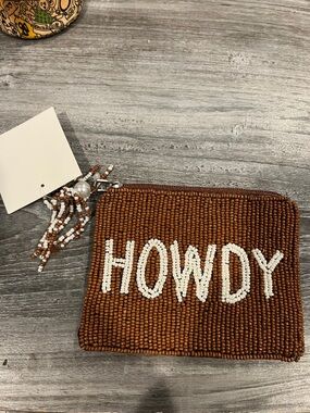 Beaded 'HOWDY' Zip Pouch